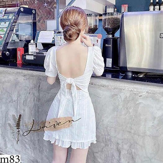 ĐẦM DÁNG XÒE NỮ TAY PHỒNG HỞ LƯNG ( CÓ MÚT NGỰC )