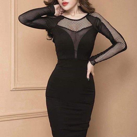 Đầm body tay dài phối lưới sexy
