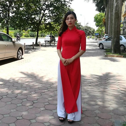 ÁO DÀI LỤA ĐỎ QUẦN SATIN may truyền thống theo số đo