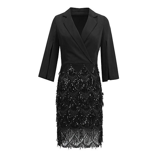 Đầm dự tiệc cổ vét phôi kim sa BY4475