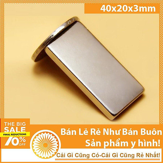 Nam châm siêu mạnh chữ nhật viên 40x20x3mm