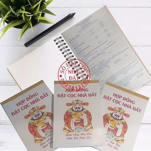 Sổ đặt cọc nhà đất Thần Tài loại 3 liên - Mẫu hợp đồng đặt cọc nhà đất loại 3 liên