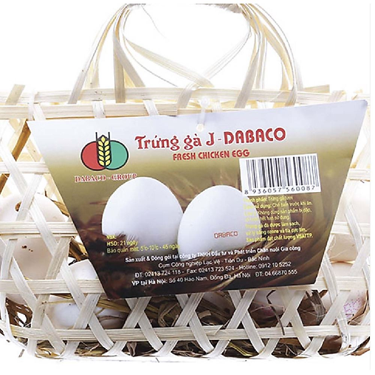 Trứng Dabaco gà J giỏ 10 quả 550g