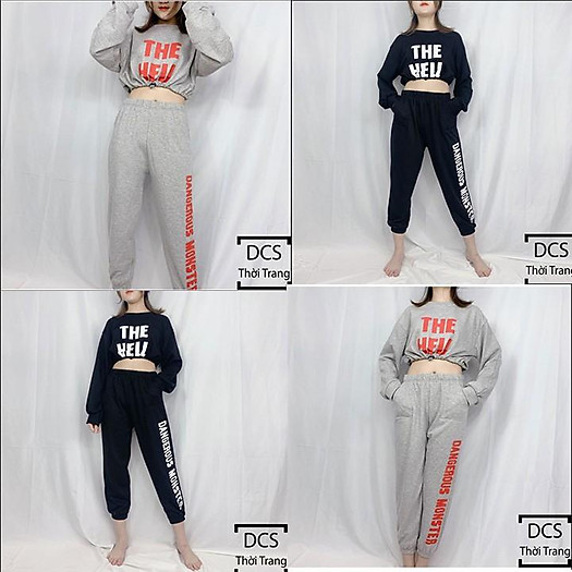 Bộ Quần Áo Croptop Chất Liệu Nỉ Chân Cua Xưởng May DCS