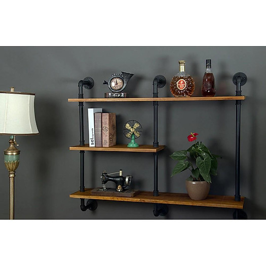 Kệ ống nước treo tường vintage, kệ ống nước trang trí chất liệu ống sắt cao cấp decor phòng đẹp, quán cà phê