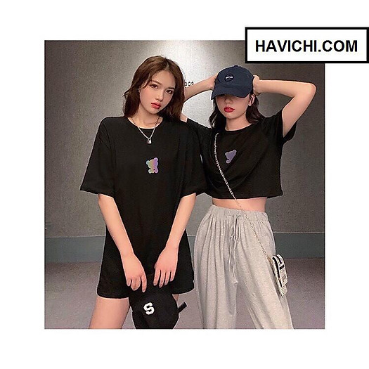 Áo thun nữ form rộng Đen Phản Quang - Áo phông nữ form rộng
