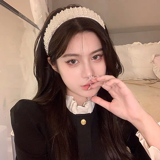 Bờm tóc ngọc trai nhân tạo bản to phong cách hàn quốc - băng đô cài tóc