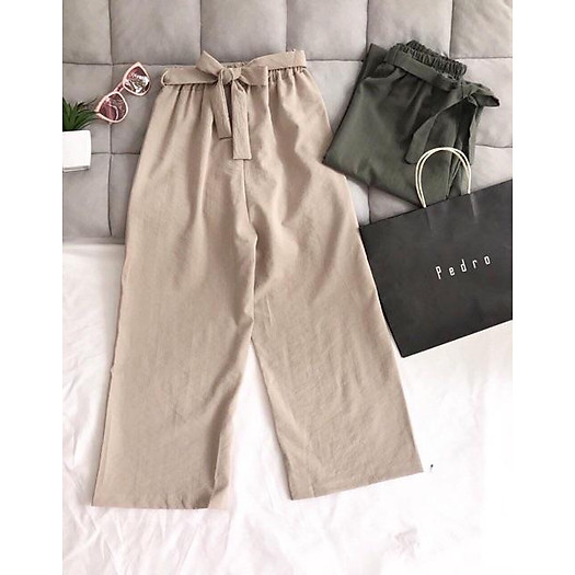 Quần đũi ống rộng cột nơ