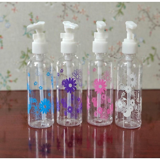 Chai nhựa pet vòi nhấn 100ml loại in hoa cao cấp