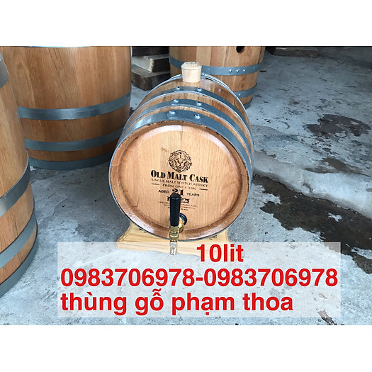 Thùng ngâm ủ rượu gỗ sồi 10lit(gỗ sồi đỏ nhập khẩu)