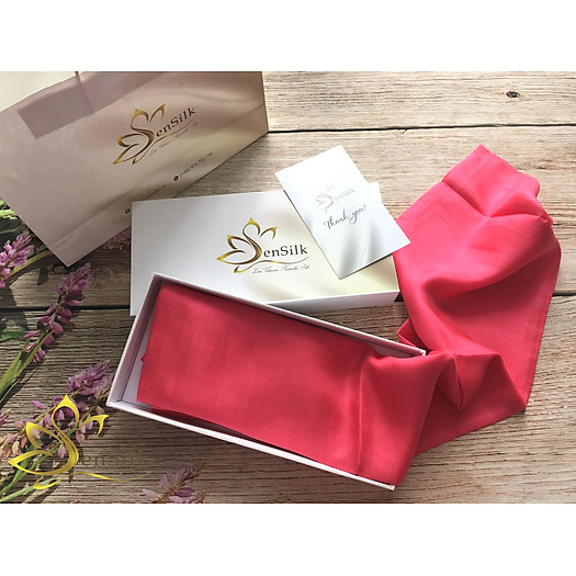 Khăn Lụa Nha Xá SenSilk (Đỏ) - 100% Silk Scarf - Lụa Tặng Khách Nước Ngoài
