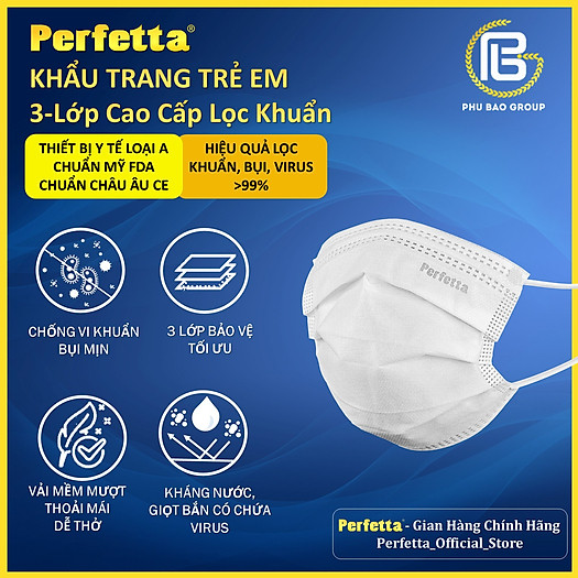 Khẩu trang Trẻ em cao cấp Perfetta Children 3 lớp