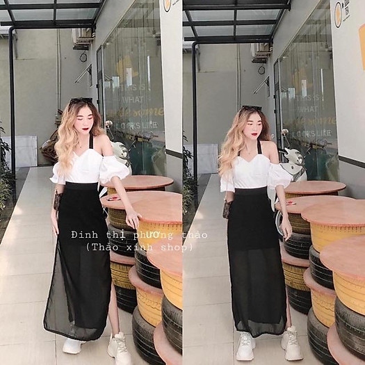 CHÂN VÁY VOAN ĐEN 2 LỚP CỰC XINH