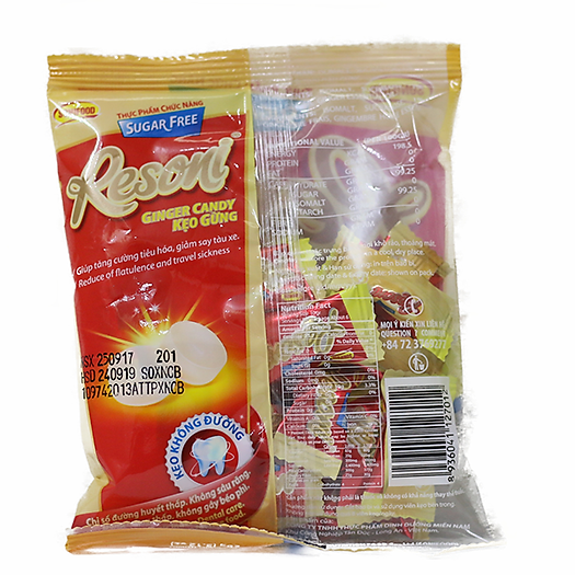 Kẹo gừng Resoni - Thực phẩm chức năng dành cho người ăn kiêng, tiểu đường (túi 60g)