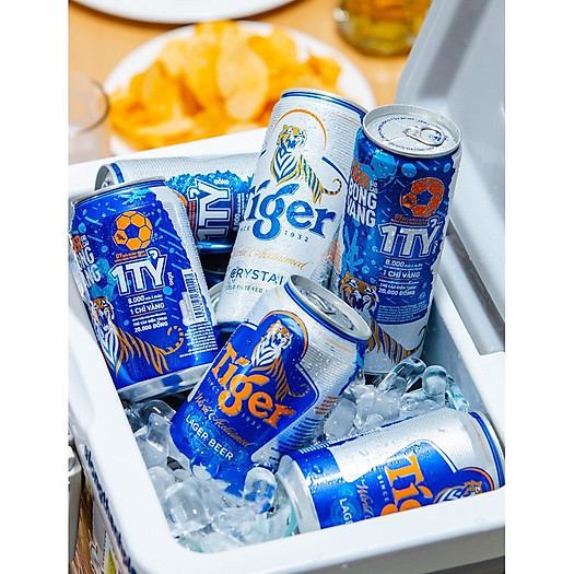 Thùng 24 Lon Cao Bia Tiger Crysal Sleek Bao Bì Xuân - Tiger Bạc 330ml/Lon Date Luôn Mới