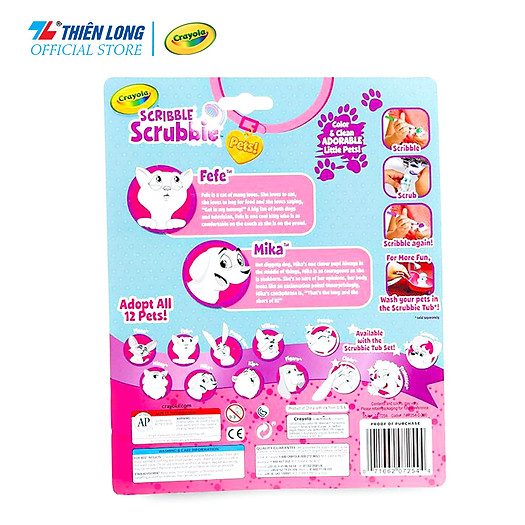Bộ đồ chơi trang trí cho thú cưng - có thể rửa được Crayola Scribble Scrubbie Pets (Cat & Dog)