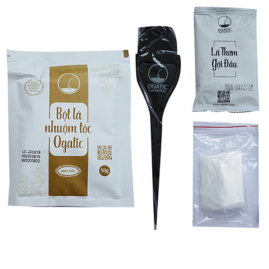 Thuốc nhuộm tóc bạc bột lá móng thiên nhiên OGATIC màu Nâu