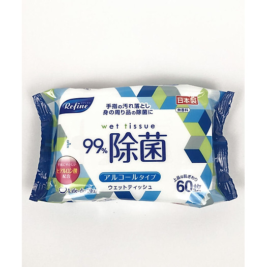 Khăn ướt khử trùng, không mùi Life-do.Plus 60 tờ, có cồn - nội địa Nhật Bản