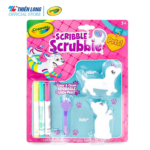 Bộ đồ chơi trang trí cho thú cưng - có thể rửa được Crayola Scribble Scrubbie Pets (Cat & Dog)