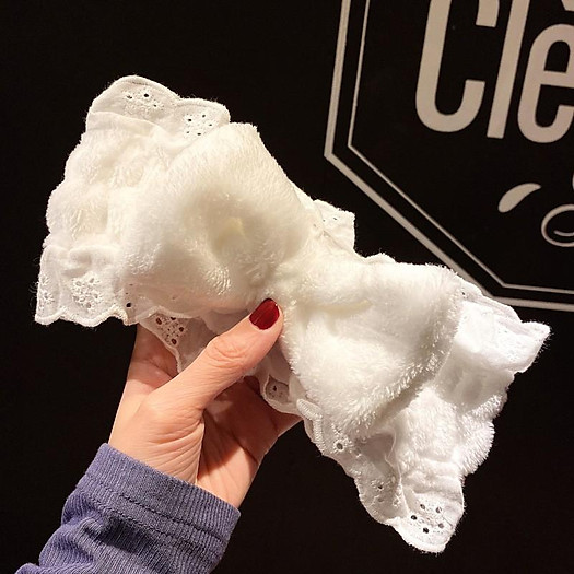 Băng đô rửa mặt trái đào, nơ ren xinh xắn cho nữ, cài tóc ở nhà