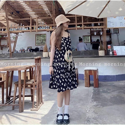 Đầm 2s hoa xoè phồng