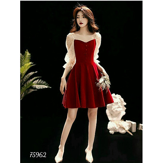 Đầm xòe dự tiệc tay lỡ phối lưới thanh lịch size từ 40-70k