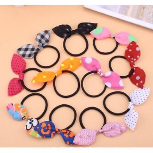 Sét 5 buộc tóc nơ thỏ màu ngẫu nhiên.