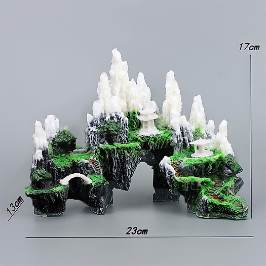 Mô hình núi đá tuyết sơn hang động cây cỏ non bộ lũa bể cá thủy sinh trang trí tiểu cảnh bể cá hồ cá
