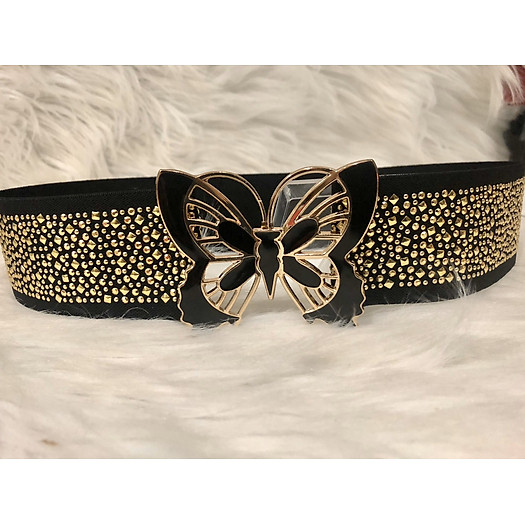 Thắt lưng bản 5cm. Full hạt. Mặt kim loại hình con bướm