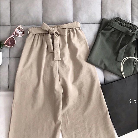 Quần đũi ống rộng cột nơ