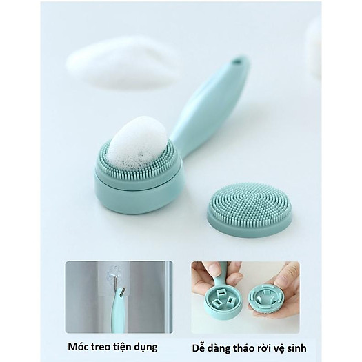 Cây rửa mặt cầm tay, dụng cụ làm sạch da mặt tẩy tế bào chết bằng Silicon mềm mại bằng cơ