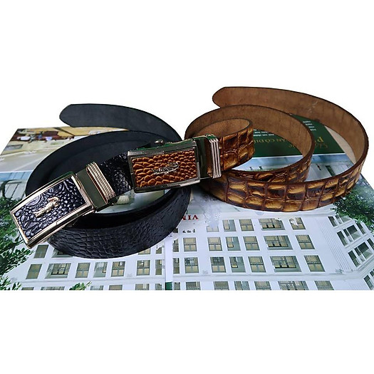 Dây Lưng Da Bò Dập Vân Cá Sấu