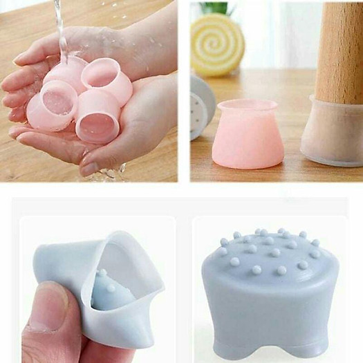 Combo 4 nút bọc chân ghế bằng silicon, bịt chân bàn ghế chống trượt an toàn