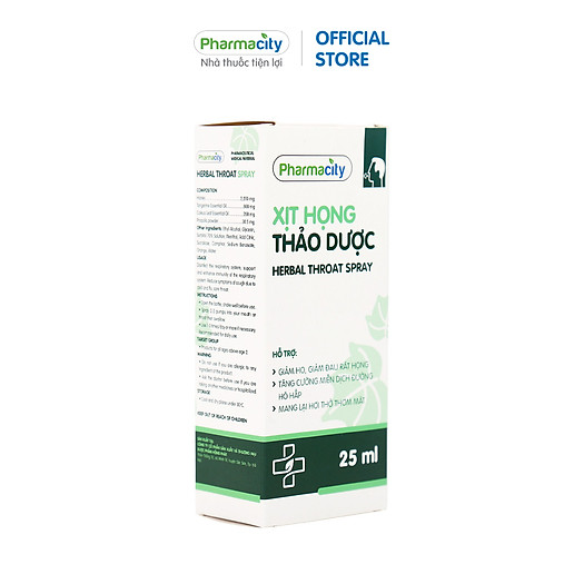 Xịt họng thảo dược Herbal Throat Spray hỗ trợ giảm ho, đau rát họng (25ml)