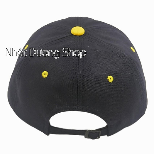 Mũ lưỡi trai hoa cúc họa mi có viền vàng - Đen