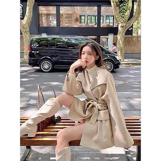 áo dạ len kèm đai