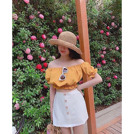 Sét Áo Vàng Và Chân Váy Trắng