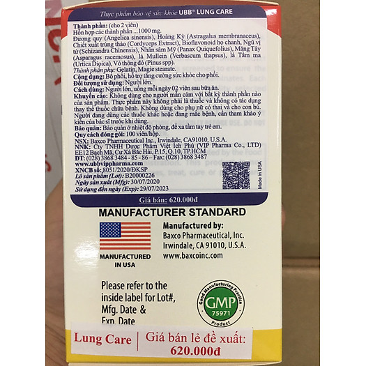 Thực Phẩm Chức Năng - UBB Lung Care - Hỗ Trợ Tăng Cường Sức Khỏe Cho Phổi