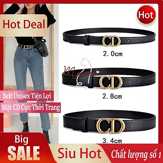 Dây Thăt Lưng Da Mặt Chữ CD UNISEX - Belt Da Nam Nữ Bản Mặt CD Đủ SIZE Bản 2,0-2,8-3,4 cm