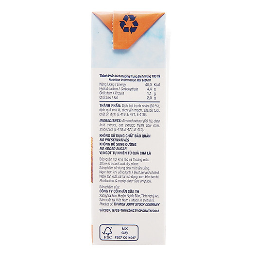 Lốc 4 hộp Sữa hạt Hạnh nhân TH True NUT (180ml)