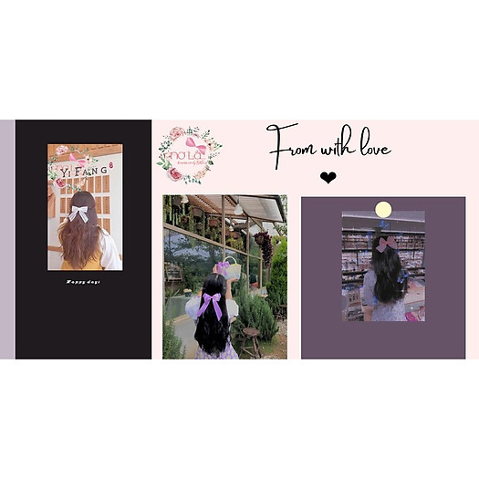 kẹp tóc nơ màu trắng đuôi dài