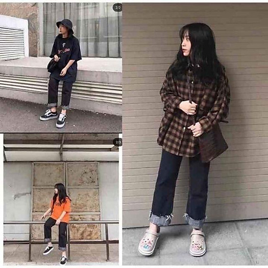 QUẦN JEAN ĐEN TRƠN GẤP GẤU