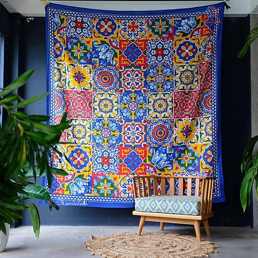 Khăn trang trí treo tường 2m1 x 2m4 100% cotton Ấn Độ