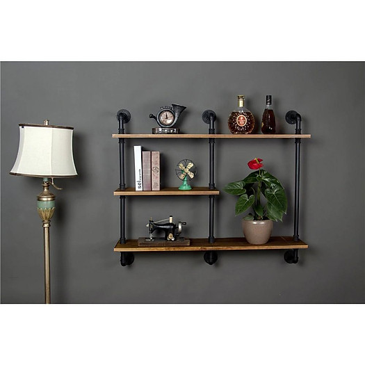 Kệ ống nước treo tường vintage, kệ ống nước trang trí chất liệu ống sắt cao cấp decor phòng đẹp, quán cà phê