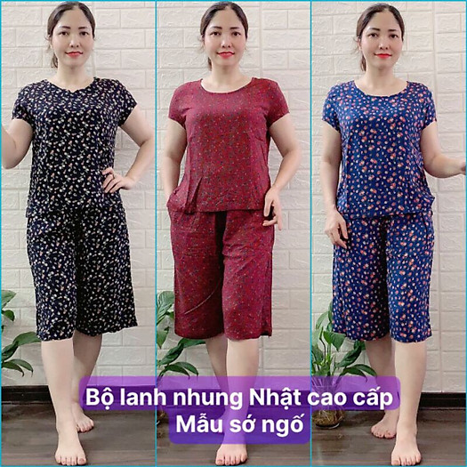 Bộ Đồ Lanh Nhung Trung Niên Ngố Lửng Có Tay Hàng Đẹp
