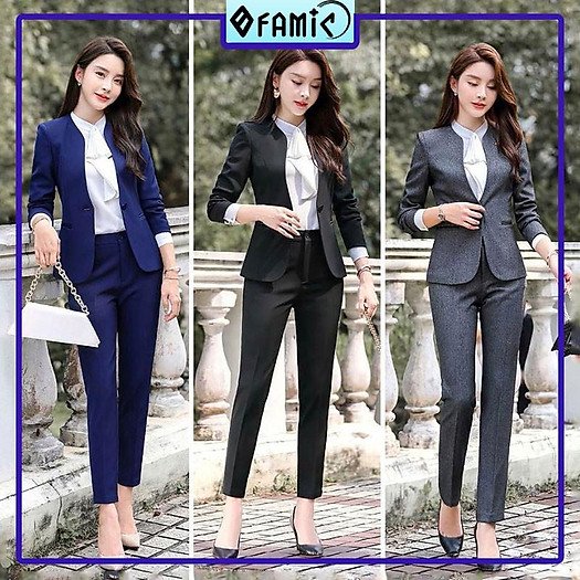 Vest Nữ Hàn Quốc ️️ Vest Nữ Công Sở Ofamic Gồm Áo Vest Cổ Trụ và Quần Dài Lịch Lãm và Sang Trọng - Áo vest, blazer nữ | ThờiTrangNữ.vn