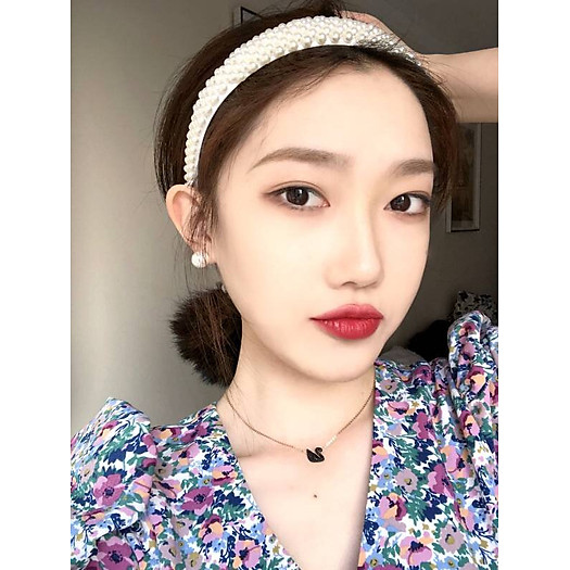 Bờm tóc ngọc trai nhân tạo bản to phong cách hàn quốc - băng đô cài tóc