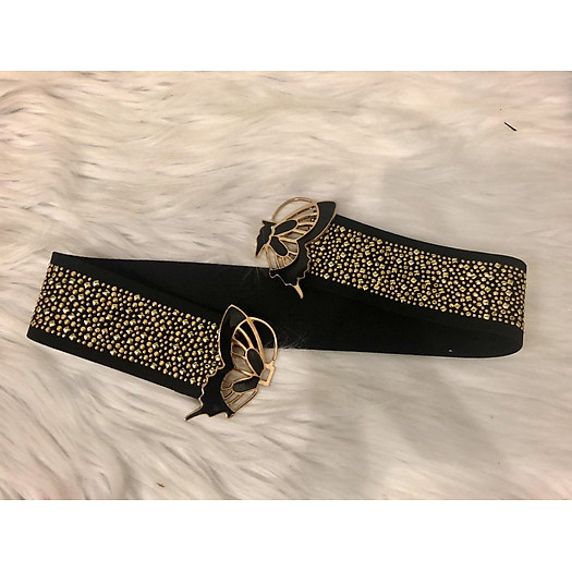 Thắt lưng bản 5cm. Full hạt. Mặt kim loại hình con bướm