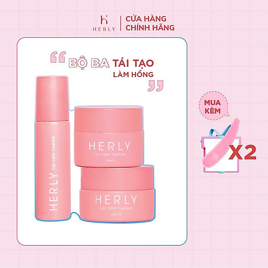 Bộ chu trình 3 bước làm hồng môi dưỡng môi mềm mịn HERLY Lip Care