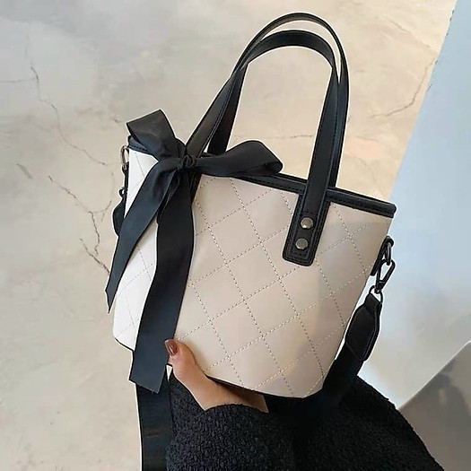 Túi xách nữ giỏ phối nơ size 25cm
